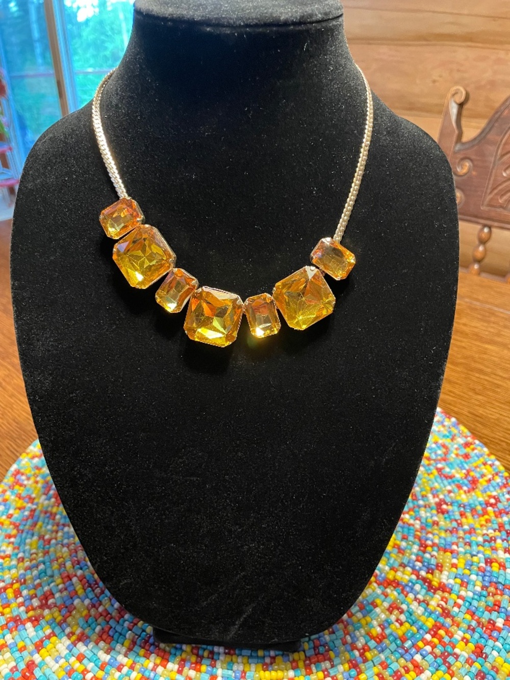 Chunky gold stone statement necklace